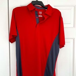MEN'S CUTTER & BUCK SHIRT - SMALL - RED WITH GRAY ACCENTS NEVER WORN Dry Tech
